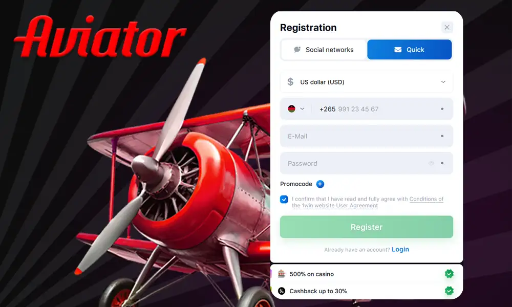 Registering an account at a casino